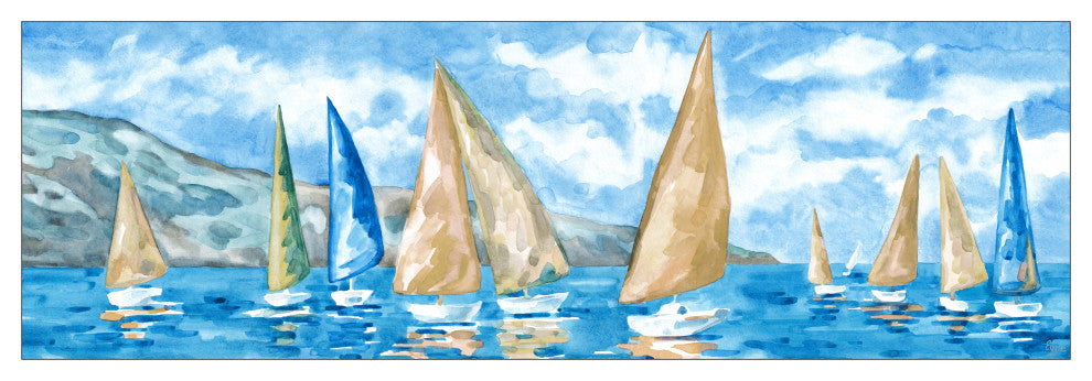 "Waiting for the Winds" Floater Framed Painting Print on Canvas, 60x20