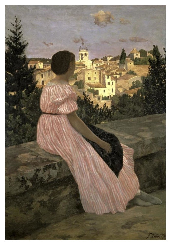 "The Pink Dress (View of Castelnau-le-Lez, Herault)" Paper Art, 29"x42"