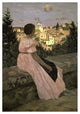 "The Pink Dress (View of Castelnau-le-Lez, Herault)" Paper Art, 29"x42"