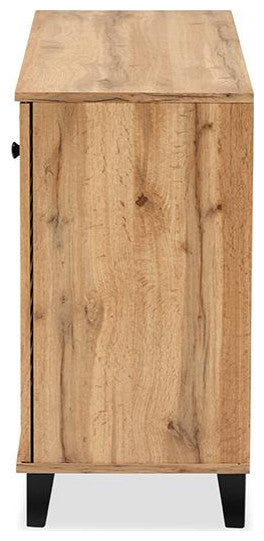 Coolidge Oak Brown Finished Wood 3-Door Shoe Storage Cabinet