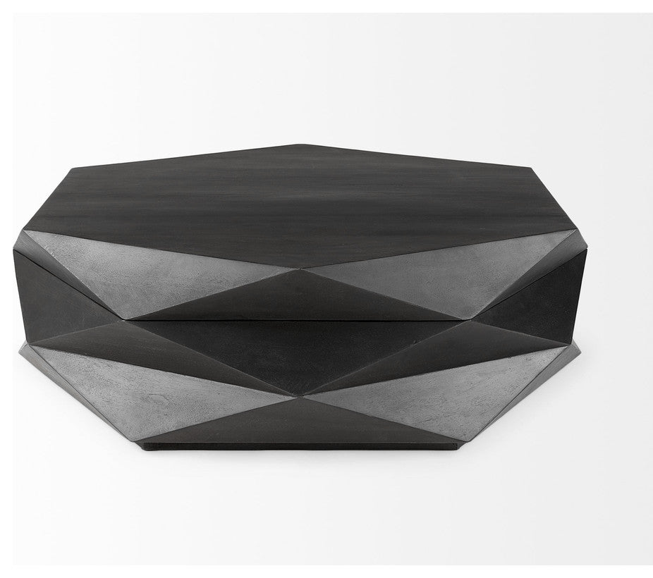 Mod Geometric Black Solid Wood Coffee Table