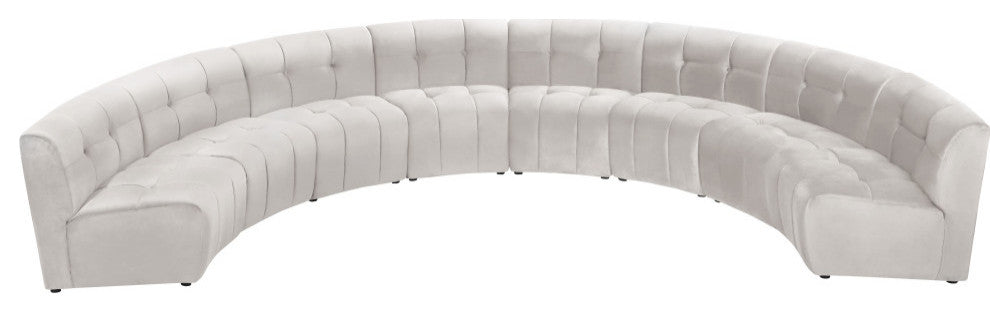 Limitless Velvet Upholstered 8-Piece Modular Sectional, Cream