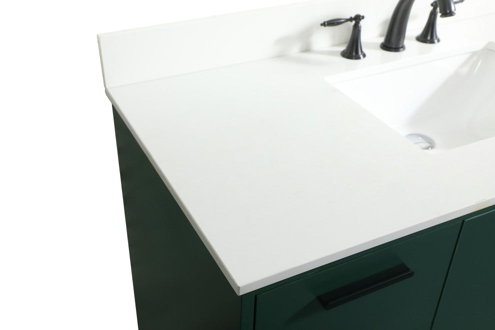 Home Living Modern Natural Oak-Light Bathroom Vanity, Green, 48"