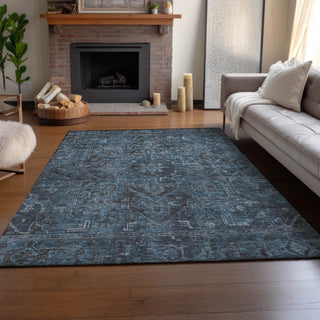 Premium Machine Washable Mayfield AMF571 Navy 8' x 10' Rug