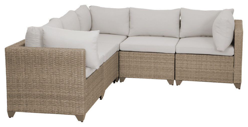 Maui 5-piece Outdoor Modular Conversation Set, 3 Corner Sofa Seats, Hazel