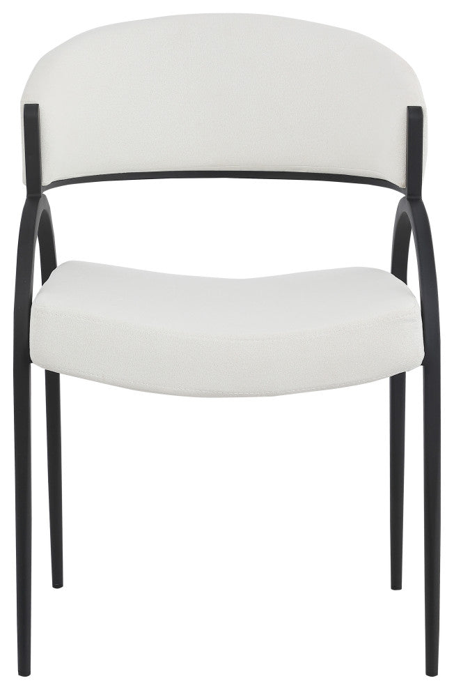 Privet Dining Chair (Set of 2), Cream, Matte Black Finish