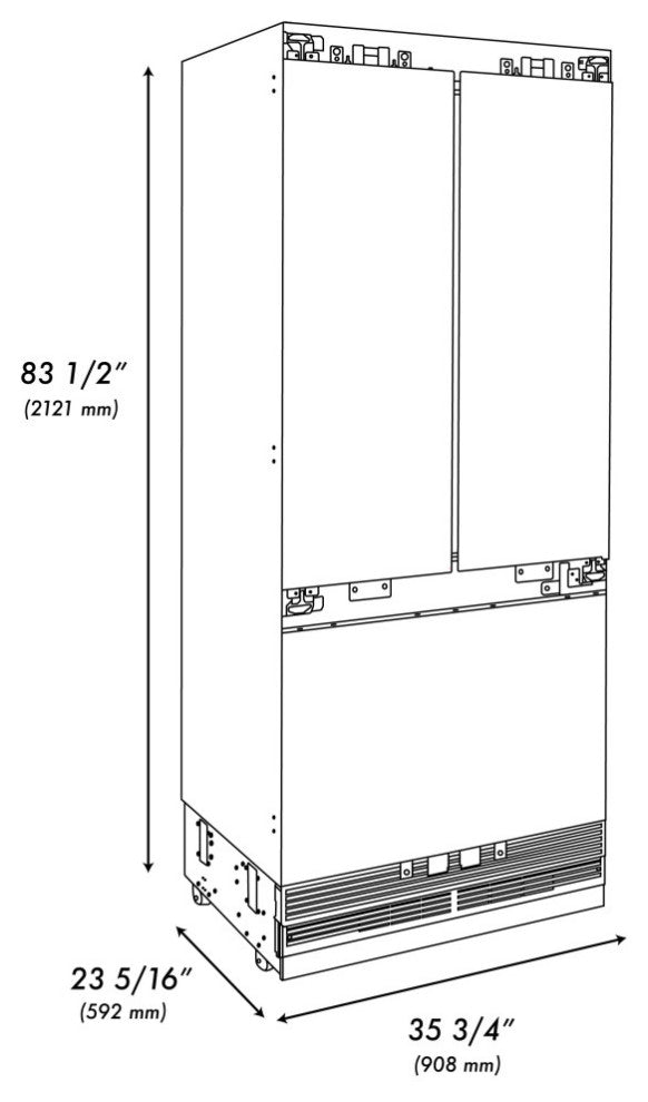 ZLINE 36" Built-in Refrigerator With a Gold Handle, RBIVZ-36-G