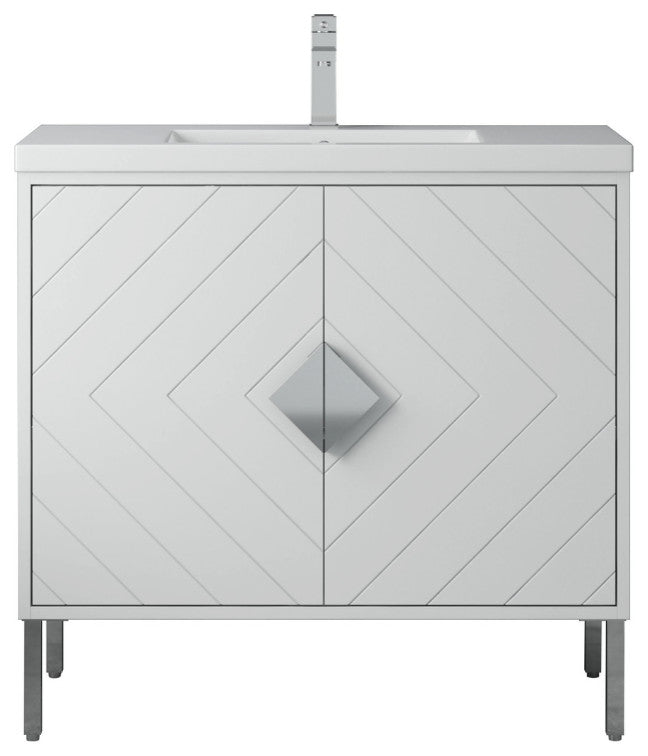 36" Tennant Brand Modern Style White Eileen Bathroom Sink Vanity