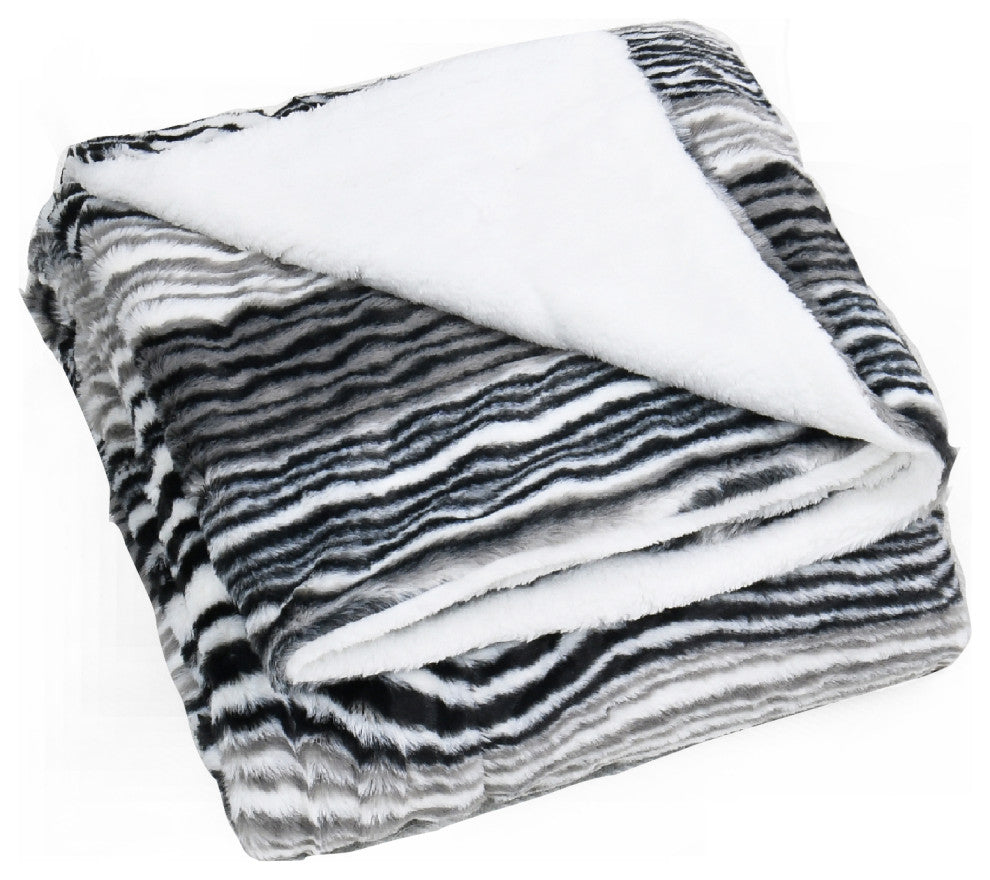 Elite Faux Fur Throw Blanket With Sherpa Backing, Tallulah, 60" X 80"