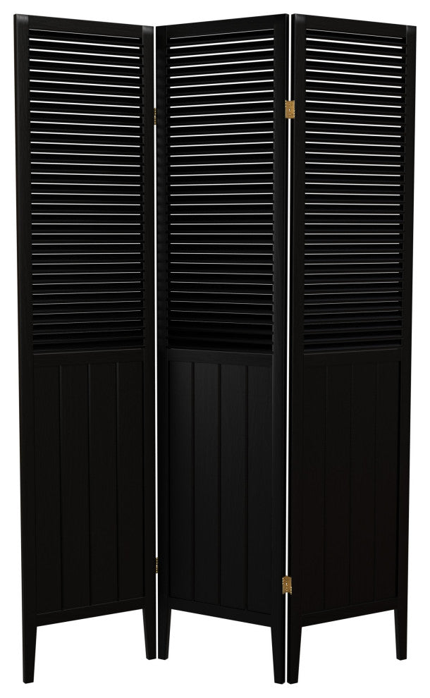 6' Tall Beadboard Divider, Black, 3 Panels