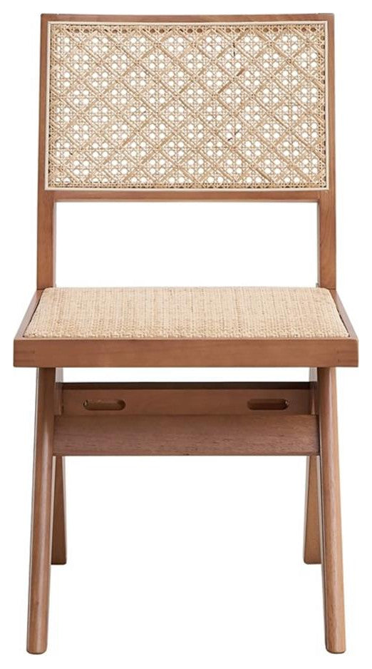 ACME Furniture Velentina 18" Rattan & Wood Side Chair in Natural (Set of 2)