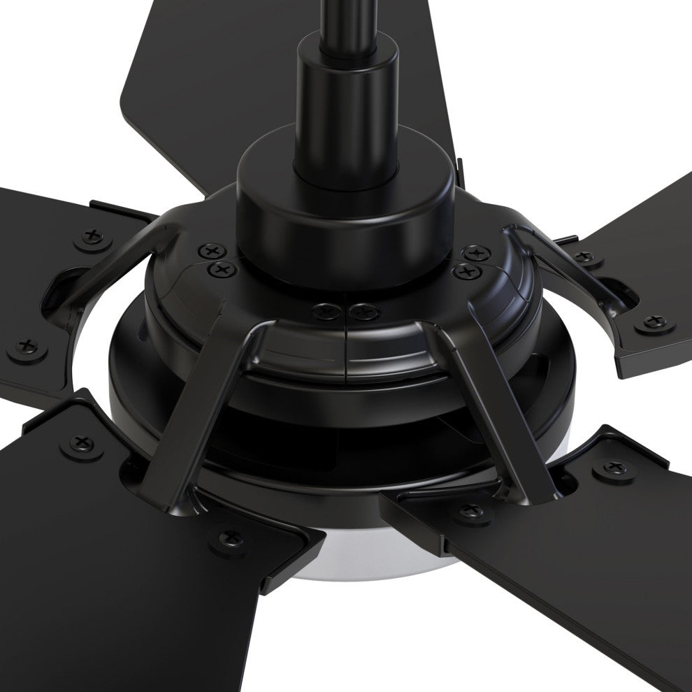 CARRO Smart Voice Control Ceiling Fan with Dimmable LED Light and Remote, Black, 52" Downrod