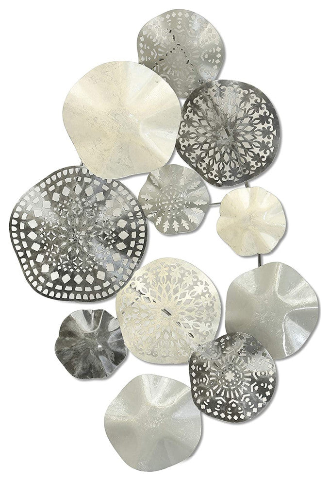 Modern Grey Metal Attached Rounds Wall Decor