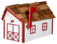 Cedar Shake Roof Standard Wood Mailbox, White & Cardinal Red