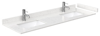 Beckett TK 66" Dark Blue Double Vanity, Cultured Top, Black Trim