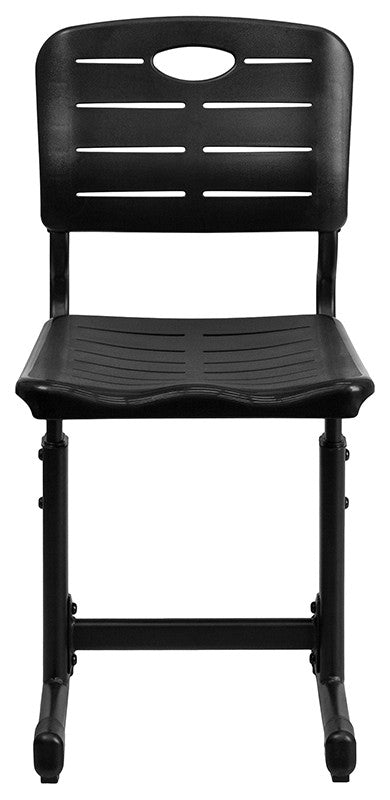 Adjustable Height Black Student Chair With Black Pedestal Frame