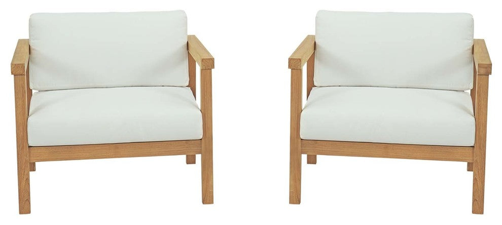 Bayport 2-Piece Outdoor Patio Teak Set Natural White