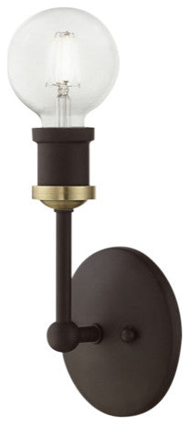 Lansdale 1 Light Bronze With Antique Brass Accents ADA Vanity Sconce