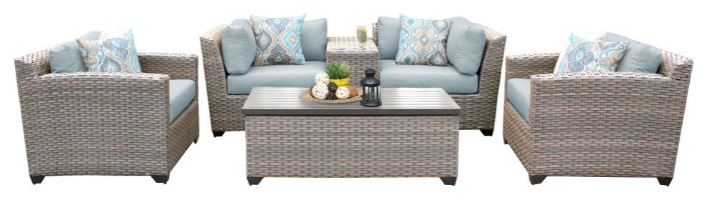 Florence 6 Piece Outdoor Wicker Patio Furniture Set 06d, Spa