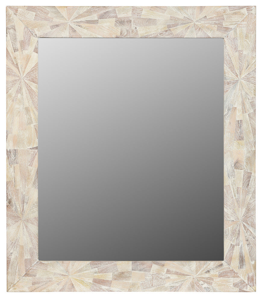 Alden Starburst Pattern Mirror, Whitewash Dual Tone