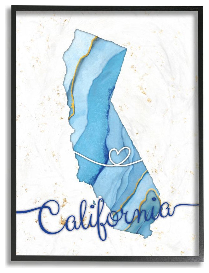 Stupell Industries California Agate Blue US State Design, 24 x 30