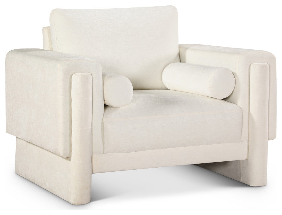 Madeline Chenille Fabric Upholstered Chair, Cream, Chair
