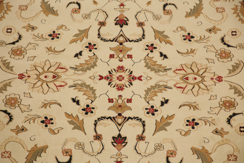 Oushak Oriental Carpet Traditional Turkish Area Rug, Beige, 10'6"x7'10