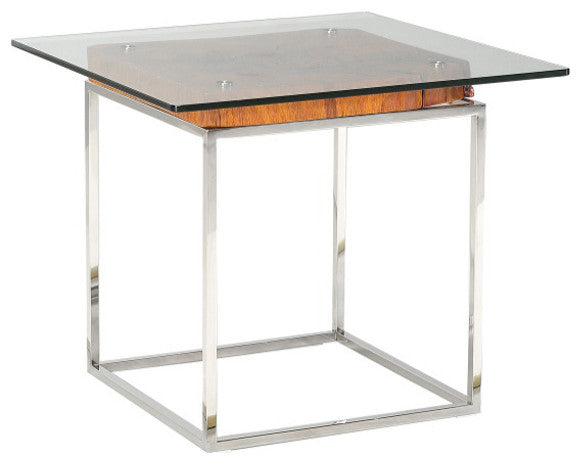 HomeRoots 20" Wood Steel and Glass Tree Root End Table