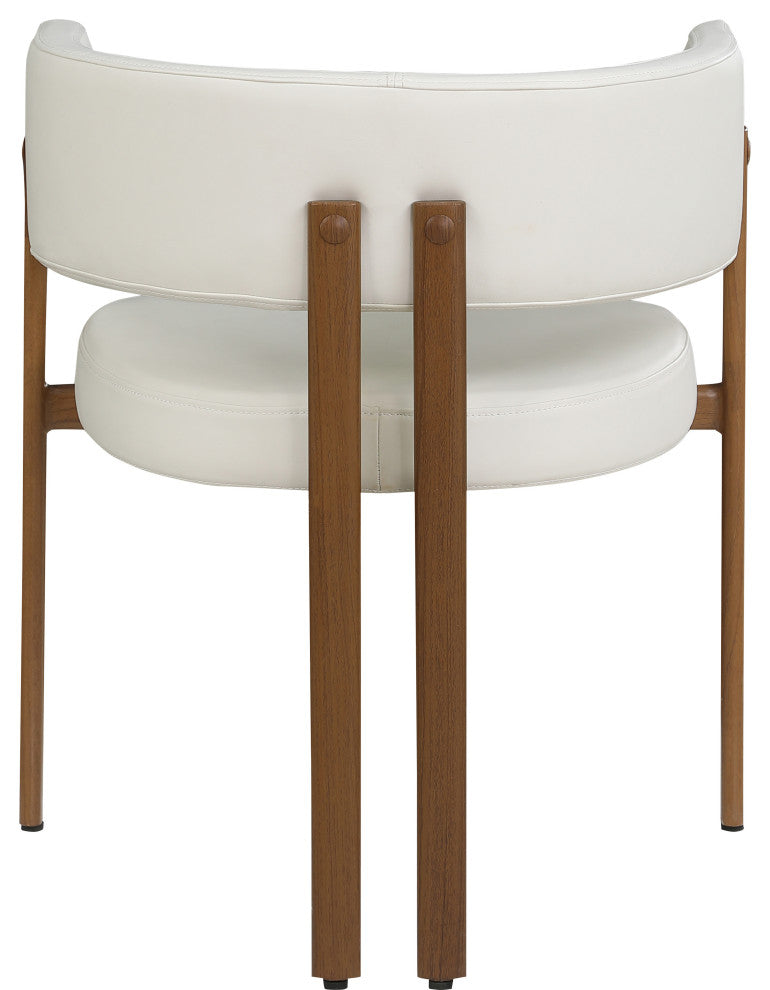 Gideon Black Faux Leather Dining Chair (Set of 2), Cream, Walnut Finish