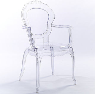 Stackable Designer Ghost Style Armchair With Back Arm Dining Room Chair, Clear