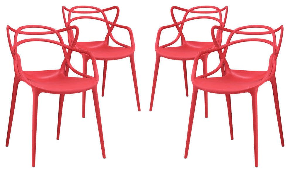 Modern Red Entangled Dining Set Set of 4
