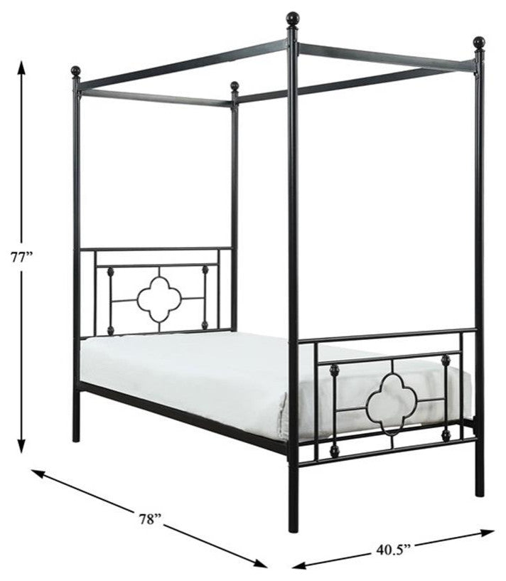 Lexicon Hosta Metal Frame Canopy Twin Platform Bed in Black