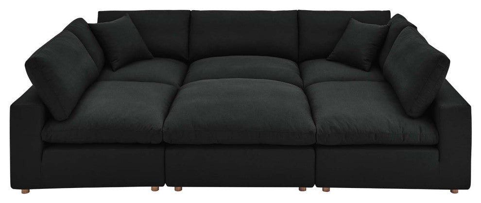 Commix Down Filled Overstuffed 6-Piece Sectional Sofa, Black