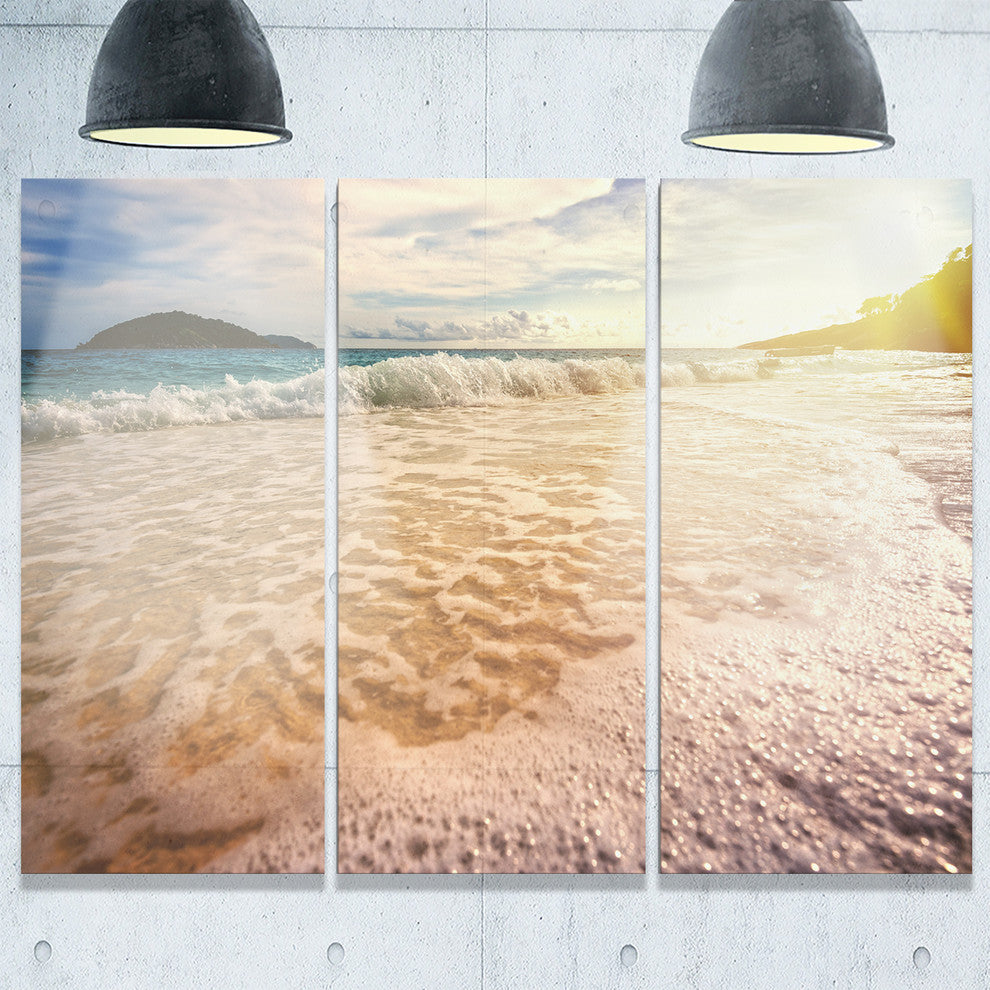 "Vintage-Style Beach at Similan Park" Metal Wall Art, 3 Panels, 36"x28"
