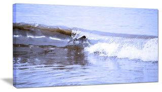 "Crisp Blue Waves Splashing Beach" Seascape Wall Art, 1 Panel, 60"x28"