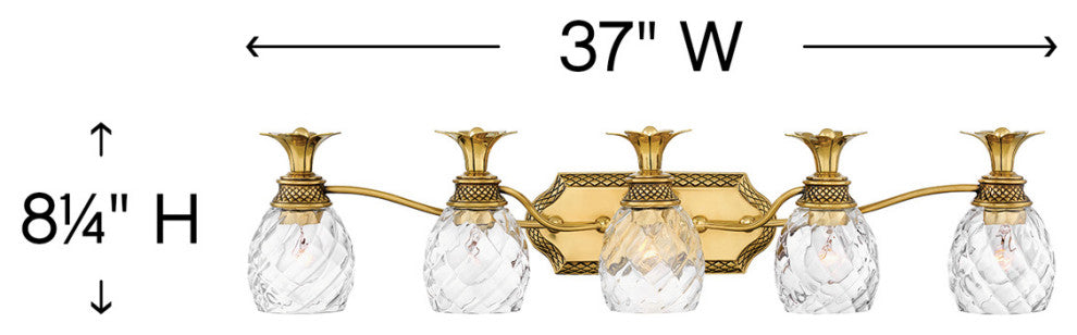 Hinkley Plantation Extra Large Five Light Vanity, Burnished Brass