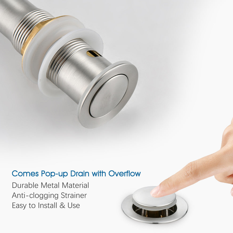 Single Hole Bathroom Faucet With Drain Assembly, Brushed Nickel
