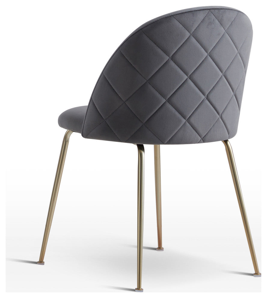 Tanisha Contemporary Dining Chair With Gold Legs, Set of 2, Grey