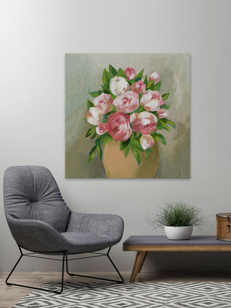 "Rose Pot" Painting Print on Wrapped Canvas, 48"x48"