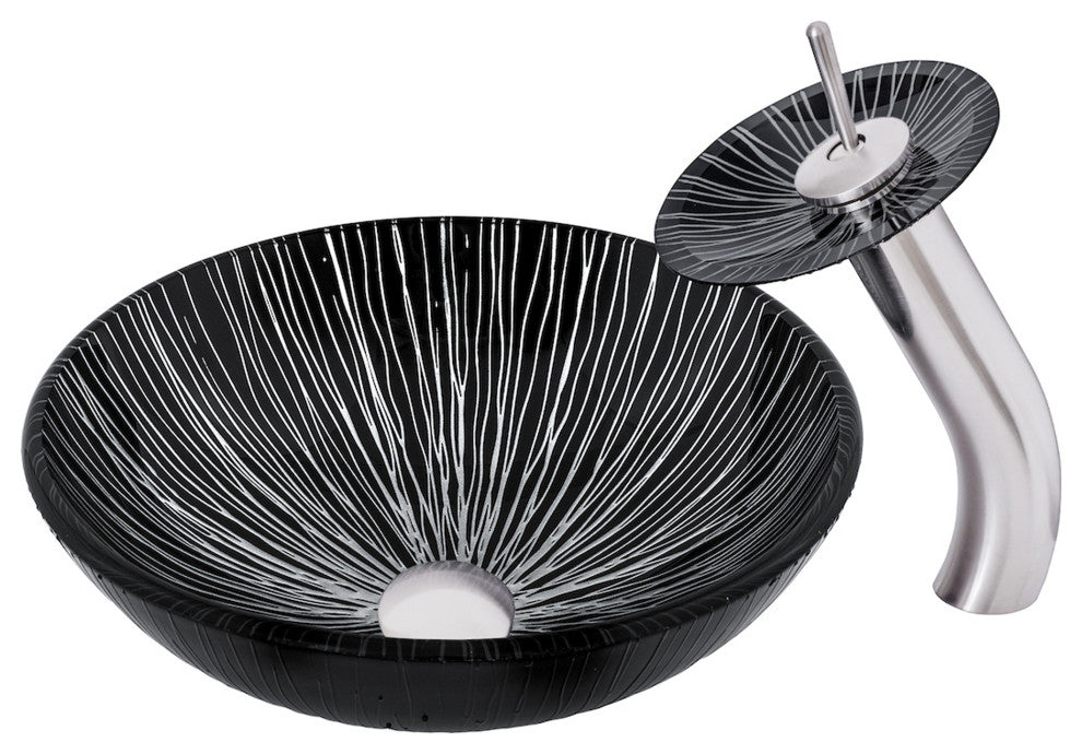 Godere Glass Vessel Sink Set, Brushed Nickel