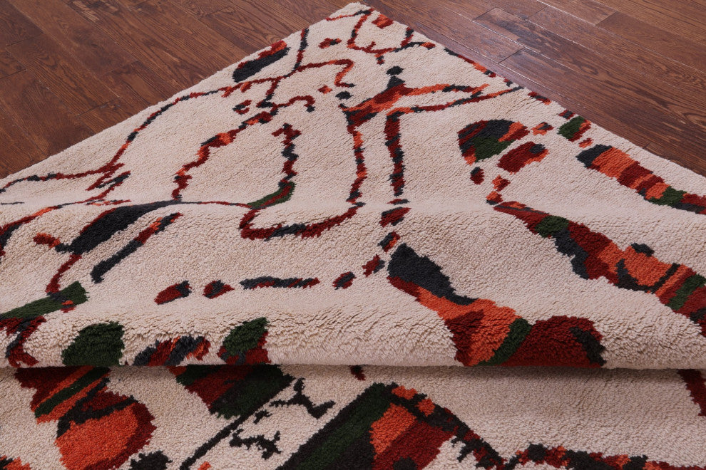 Moroccan Hand Knotted Wool Rug 8' 0" X 10' 2" Q9295