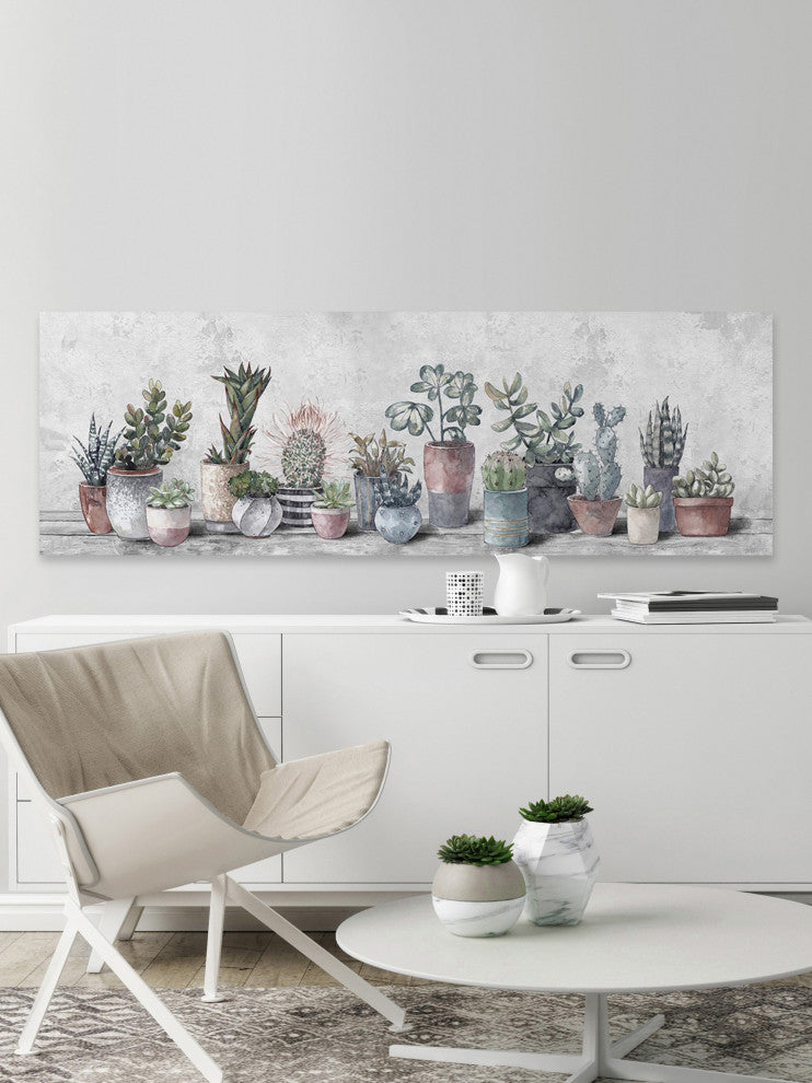 "Growing Cactus Indoors" Painting Print on Wrapped Canvas