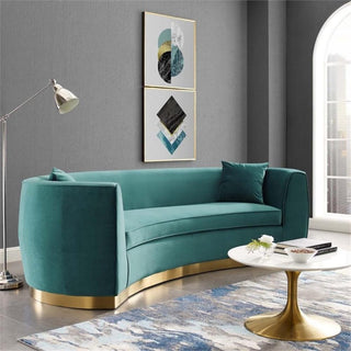 Teal Resolute Curved Performance Velvet Sofa