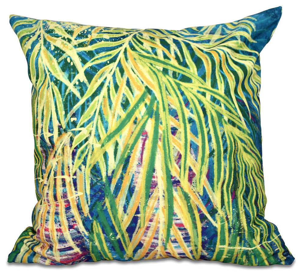 Malibu, Floral Print Pillow, Teal, 26"x26"