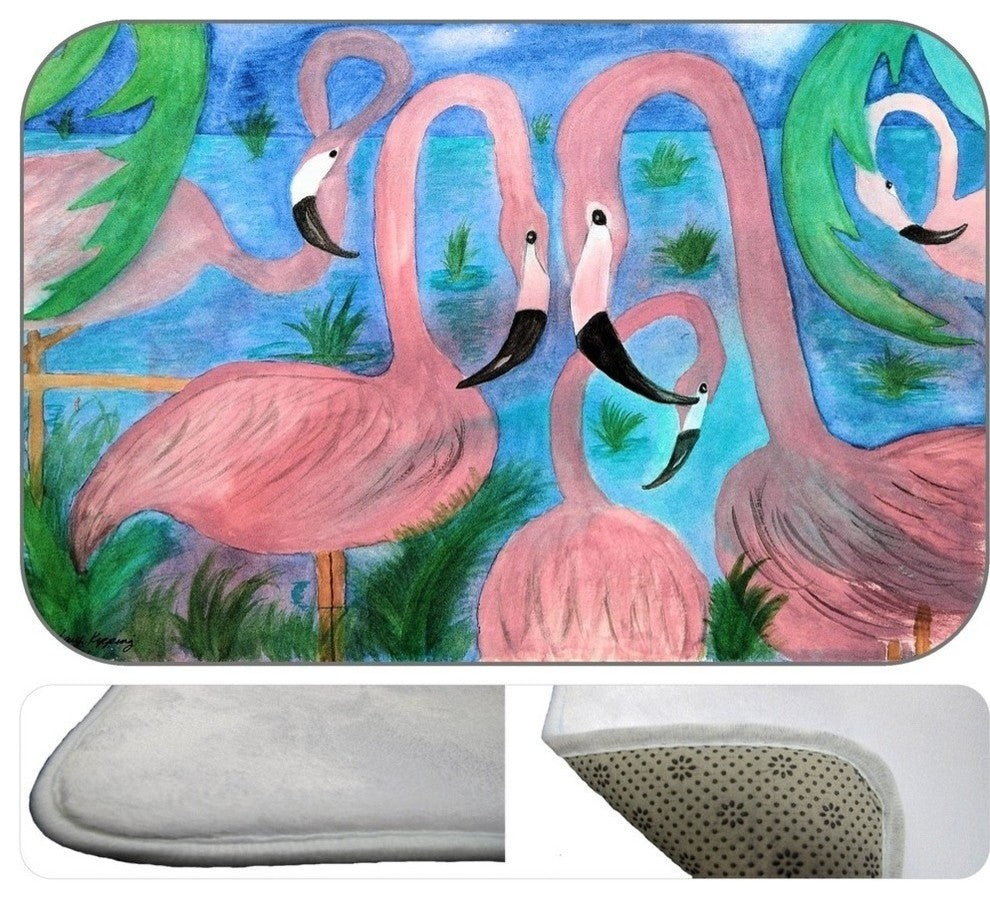 Flamingo Party Plush Bath Mat, 30"x20"