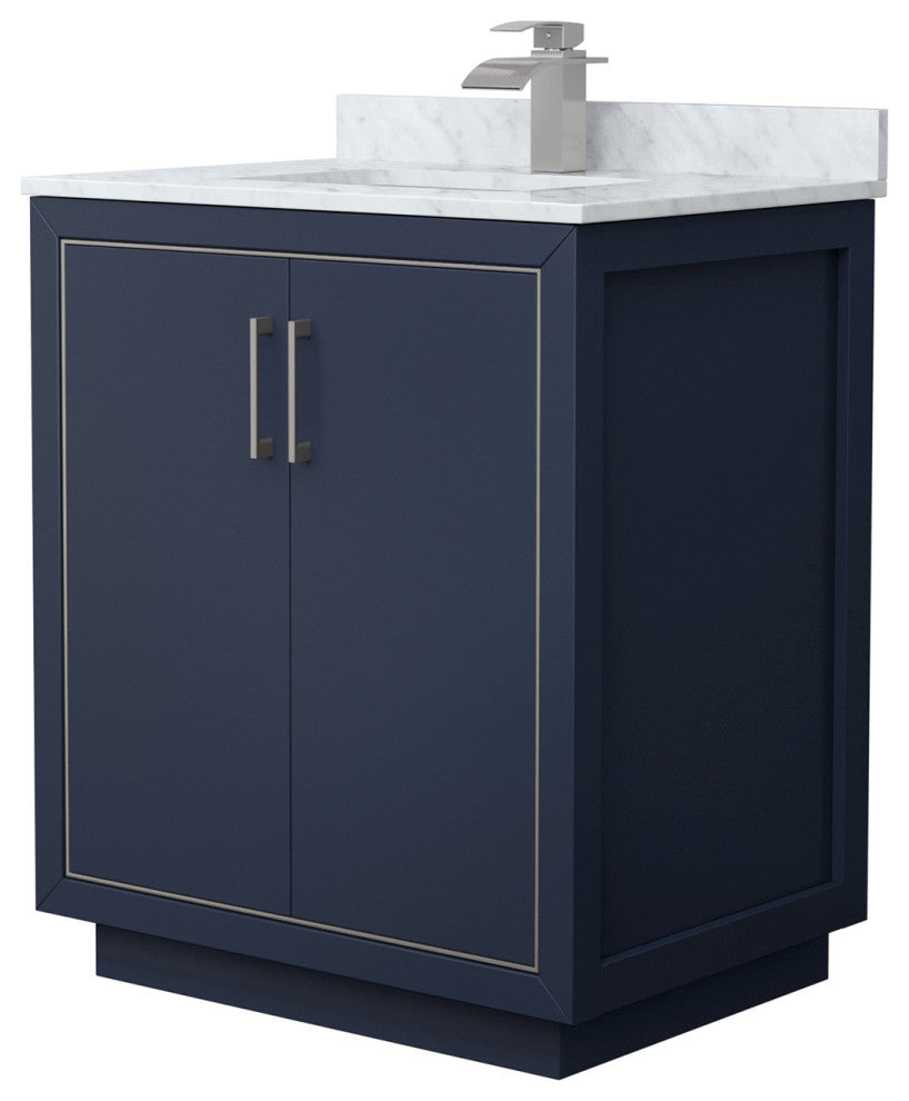 Icon 30" Dark Blue Single Vanity, Top, Nickel Trim