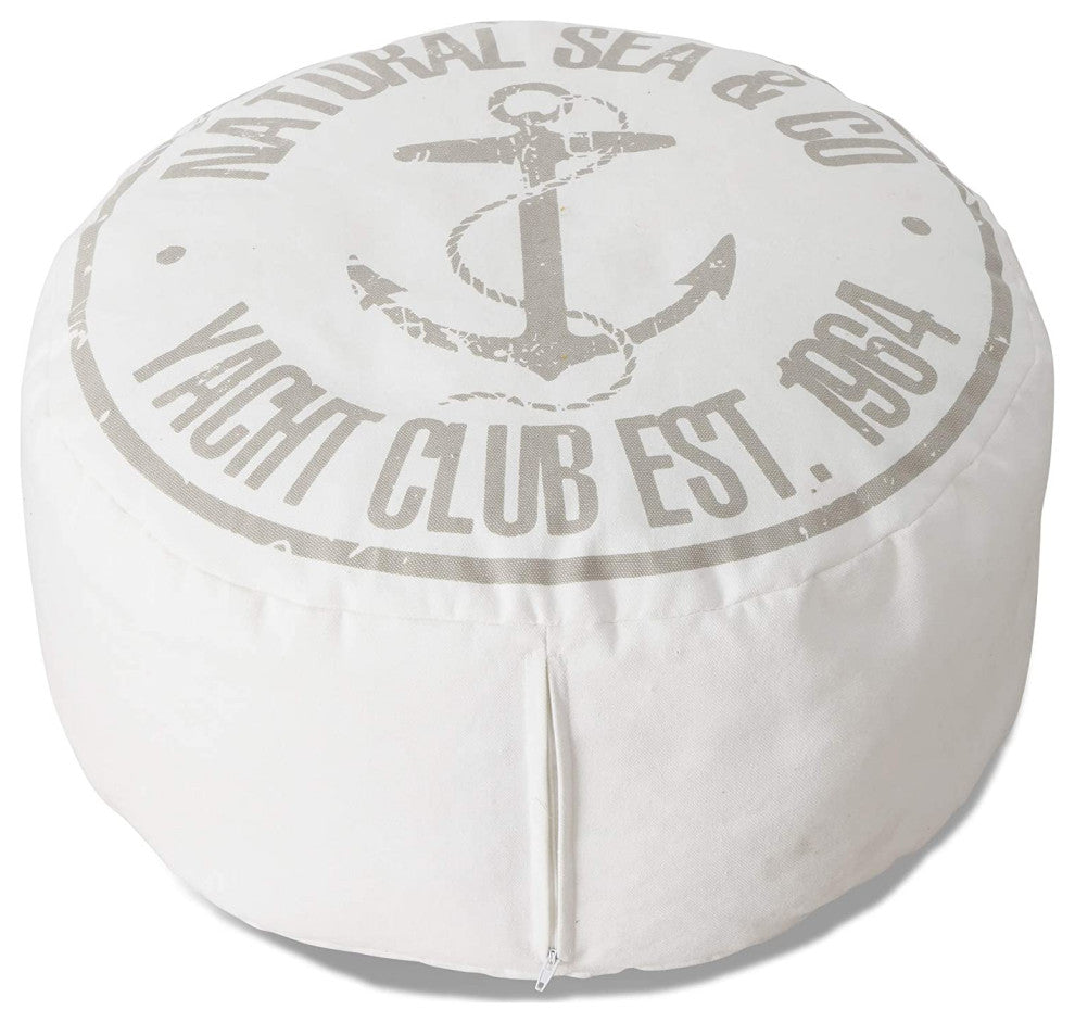 Beige Canvas Pouf