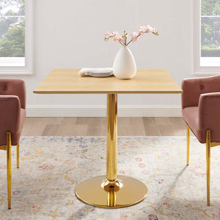 35" Dining Table, Square, Natural Gold, Metal, Modern, Mid Century