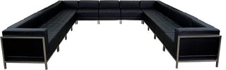 Black Leather Sectional, 13 PC