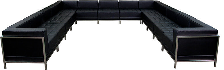 Black Leather Sectional, 13 PC